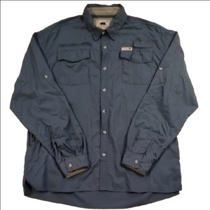 Dakota Grizzly Casual Blue Button-Down Fishing Shirt